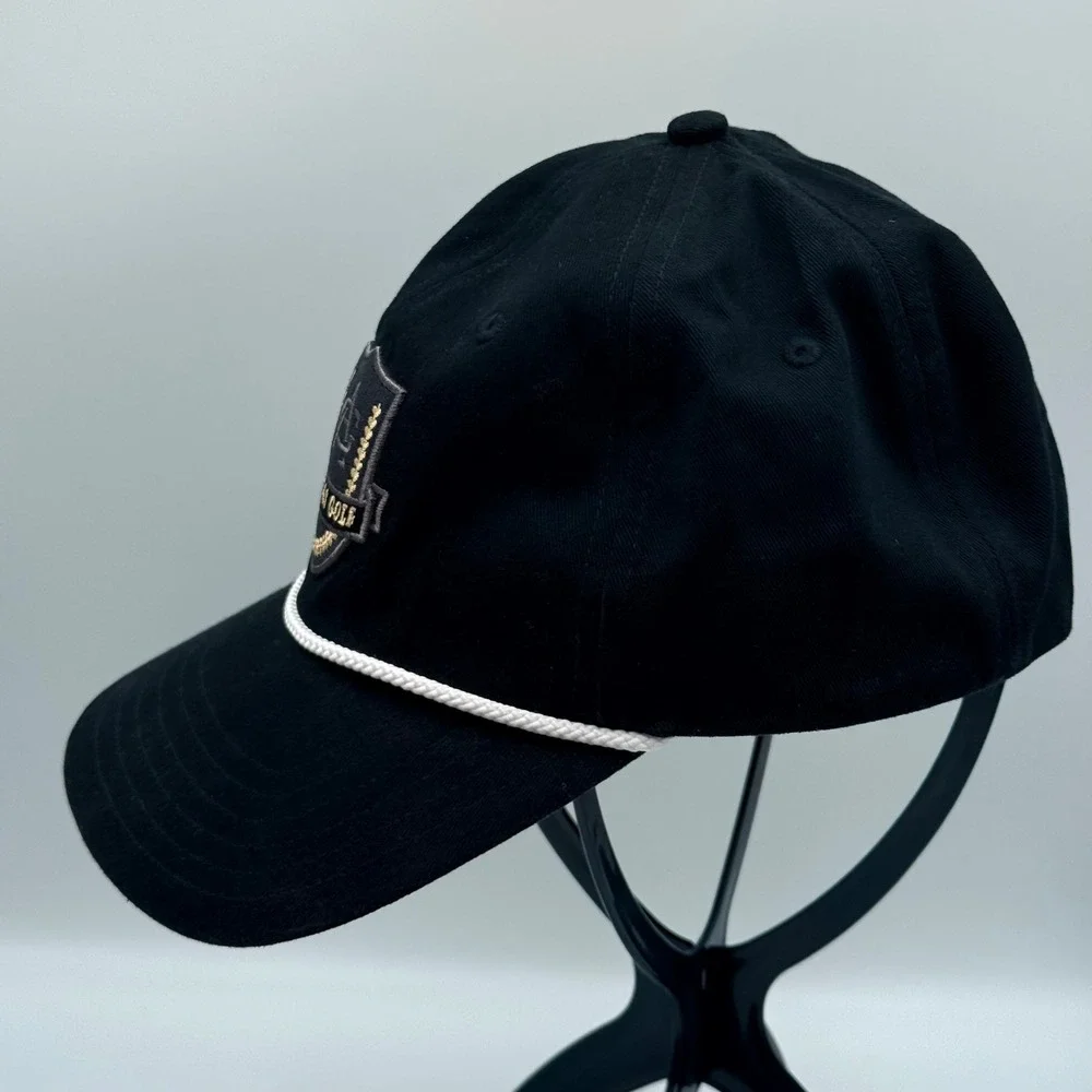 Adidas Golf Snapback Hat Black Rope Crest Logo Mens OSFM Adjustable Cap
